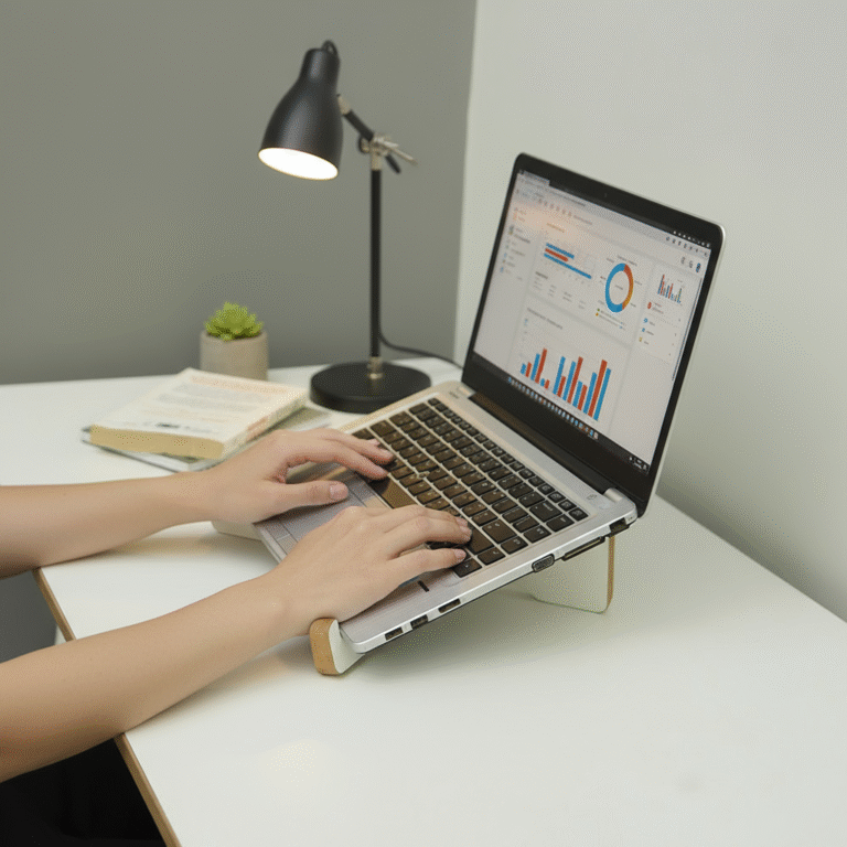 ergonomic wooden laptop stand