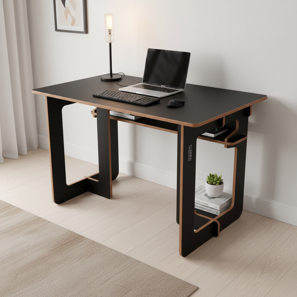 flatpack cable management desk 2 Flat Pack Desk With Storage & Cable Management - Image 3