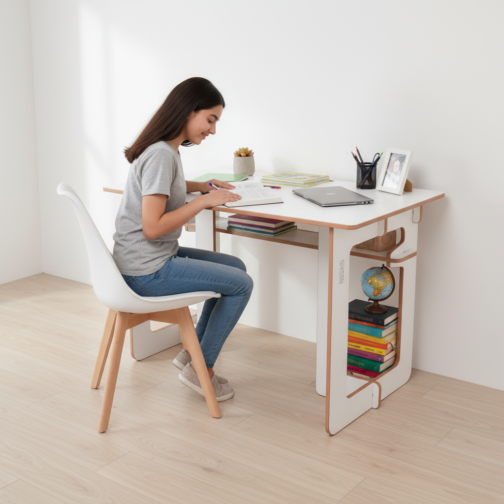 flatpack cable management desk 7 Flat Pack Desk With Storage & Cable Management - Image 8