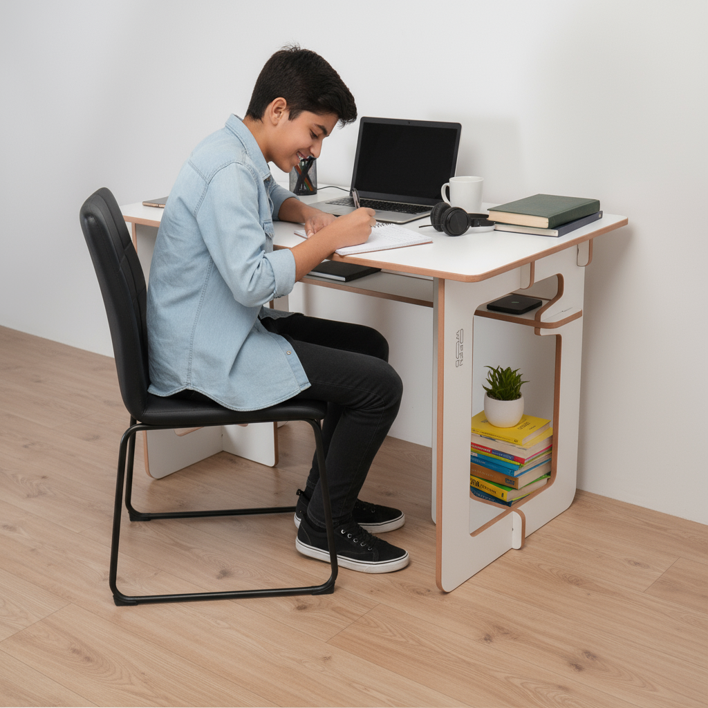flatpack cable management desk 6 Flat Pack Desk With Storage & Cable Management - Image 6
