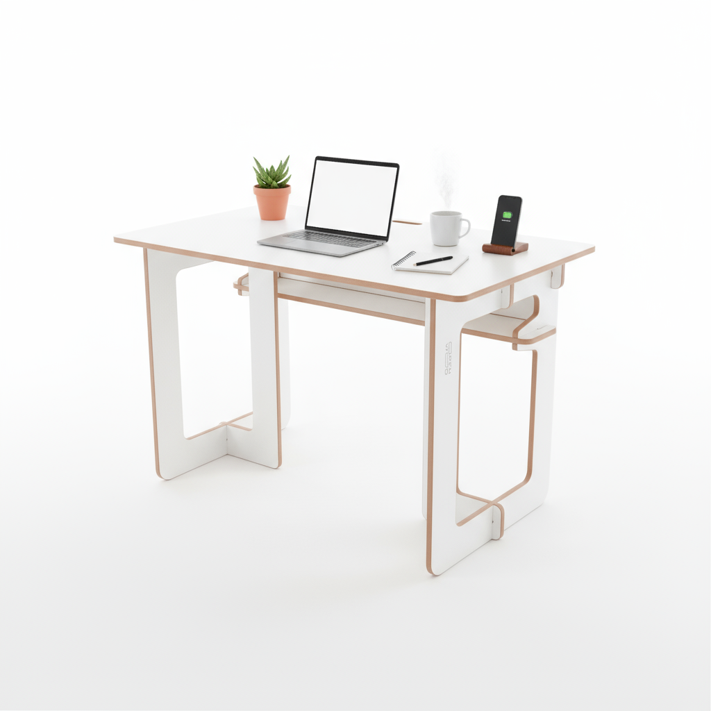 flatpack cable management desk 9 Flat Pack Desk With Storage & Cable Management - Image 9