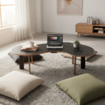 Wavy Coffee & Ergonomic Floor Study Table - Image 4