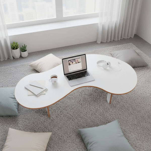 Wavy Coffee & Ergonomic Floor Study Table