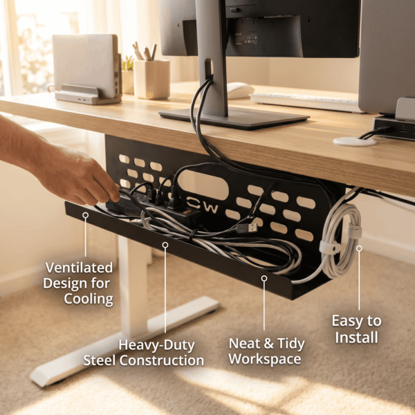 under desk cable management tray